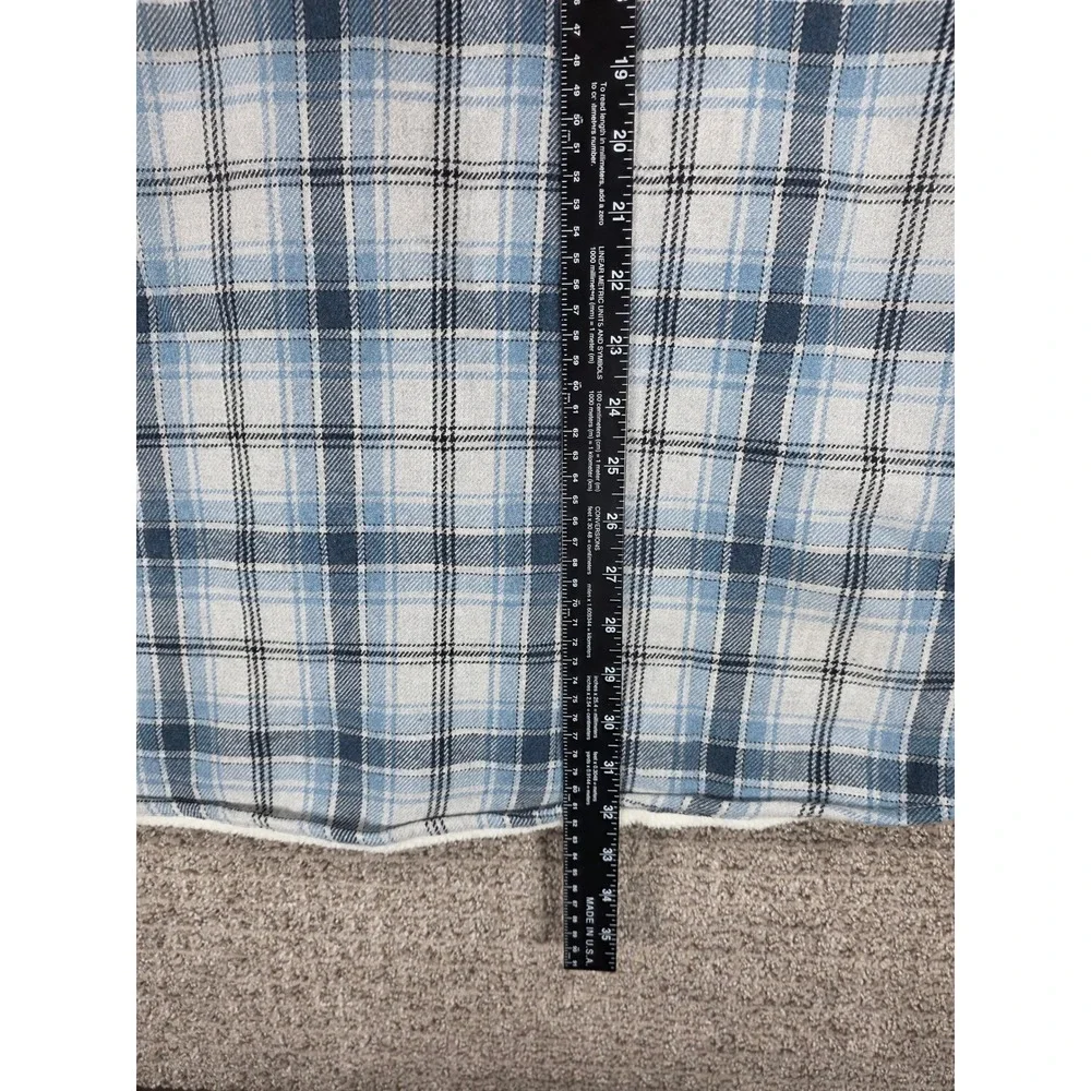 Johnnie-O Mens XXL Chad Shirt Jacket Blue‎ White Plaid Sherpa Lined Flannel